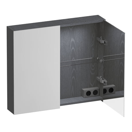 BRAUER Impress Deluxe spiegelkast 80 met interne en externe verlichting 2 dubbelzijdige spiegeldeuren Timber Grey SK-IMD80TG