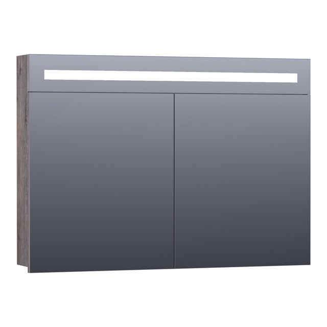 BRAUER Promise spiegelkast 100 met directe verlichting 2 enkelzijdige spiegeldeuren Driftwood SK-PR100DR