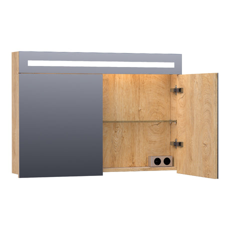 BRAUER Promise spiegelkast 100 met directe verlichting 2 enkelzijdige spiegeldeuren Forest Tan SK-PR100FT