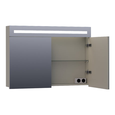 BRAUER Promise spiegelkast 100 met directe verlichting 2 enkelzijdige spiegeldeuren mat taupe SK-PR100MT