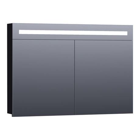BRAUER Promise spiegelkast 100 met directe verlichting 2 enkelzijdige spiegeldeuren mat zwart SK-PR100MZ