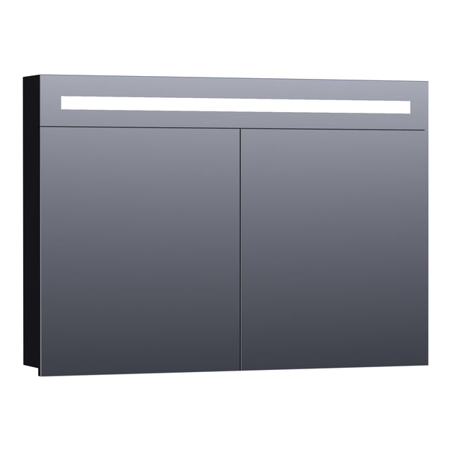 BRAUER Promise spiegelkast 100 met directe verlichting 2 enkelzijdige spiegeldeuren mat zwart SK-PR100MZ