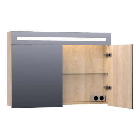 BRAUER Promise spiegelkast 100 met directe verlichting 2 enkelzijdige spiegeldeuren Sunlit SK-PR100SL