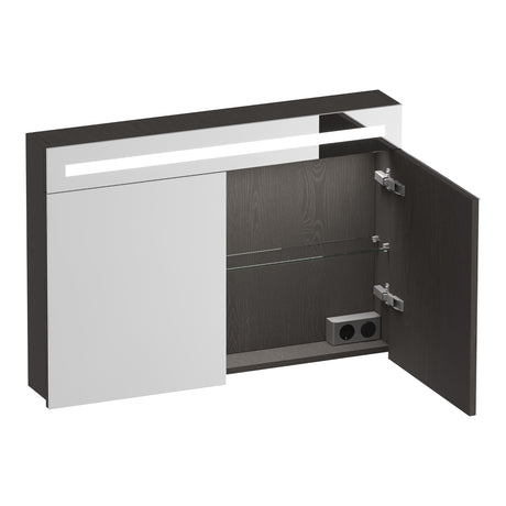 BRAUER Promise spiegelkast 100 met verlichting 2 spiegeldeuren Timber Anthracite SK-PR100TA