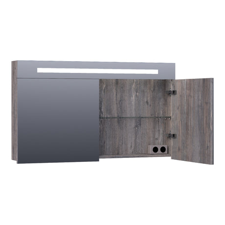 BRAUER Promise spiegelkast 120 met directe verlichting 2 enkelzijdige spiegeldeuren Driftwood SK-PR120DR