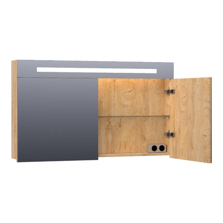 BRAUER Promise spiegelkast 120 met directe verlichting 2 enkelzijdige spiegeldeuren Forest Tan SK-PR120FT