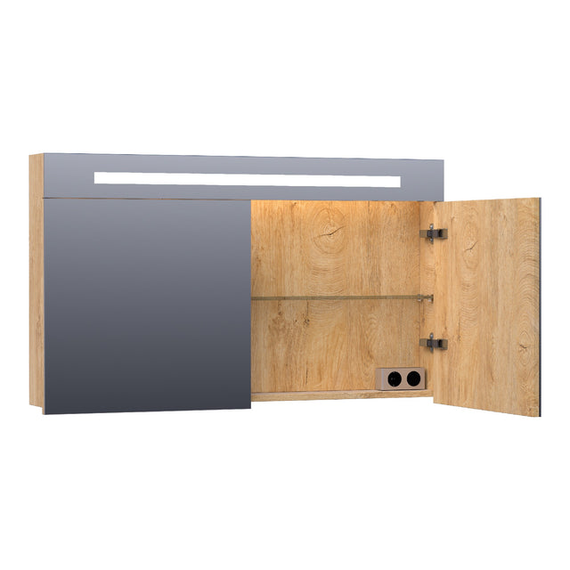 BRAUER Promise spiegelkast 120 met directe verlichting 2 enkelzijdige spiegeldeuren Forest Tan SK-PR120FT