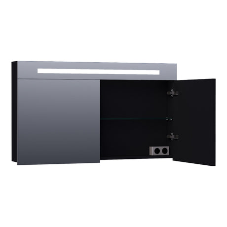 BRAUER Promise spiegelkast 120 met directe verlichting 2 enkelzijdige spiegeldeuren mat zwart SK-PR120MZ