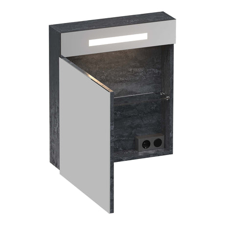 BRAUER Promise spiegelkast 60 met directe verlichting 1 linksdraaiende enkelzijdige spiegeldeur Damascus SK-PR60LDA