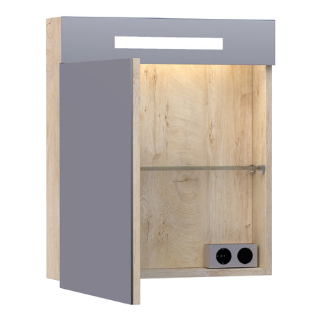BRAUER Promise spiegelkast 60 met directe verlichting 1 linksdraaiende enkelzijdige spiegeldeur Forest Wheat SK-PR60LFW
