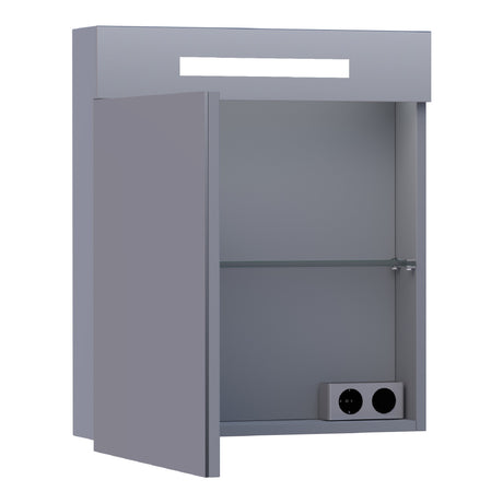 BRAUER Promise spiegelkast 60 met directe verlichting 1 linksdraaiende enkelzijdige spiegeldeur mat grijs SK-PR60LMG