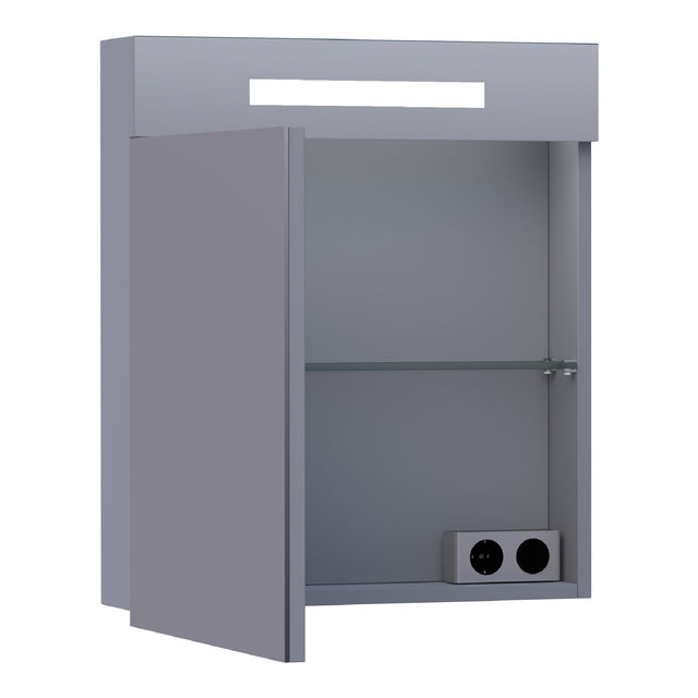 BRAUER Promise spiegelkast 60 met directe verlichting 1 linksdraaiende enkelzijdige spiegeldeur mat grijs SK-PR60LMG