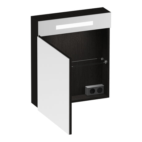BRAUER Promise spiegelkast 60 met verlichting 1 linksdraaiende spiegeldeur Timber Black SK-PR60LTB