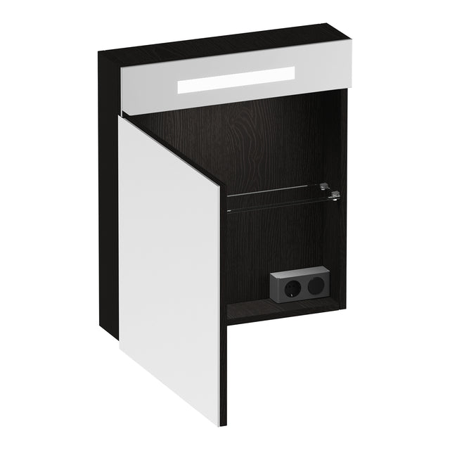 BRAUER Promise spiegelkast 60 met verlichting 1 linksdraaiende spiegeldeur Timber Black SK-PR60LTB