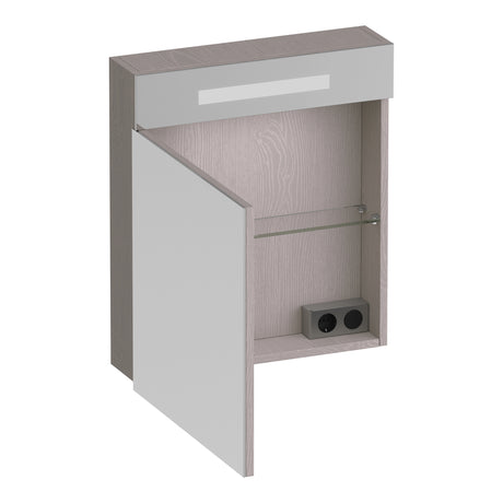 BRAUER Promise spiegelkast 60 met verlichting 1 linksdraaiende spiegeldeur Timber Greige SK-PR60LTE