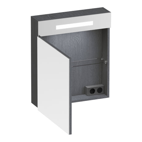 BRAUER Promise spiegelkast 60 met verlichting 1 linksdraaiende spiegeldeur Timber Grey SK-PR60LTG