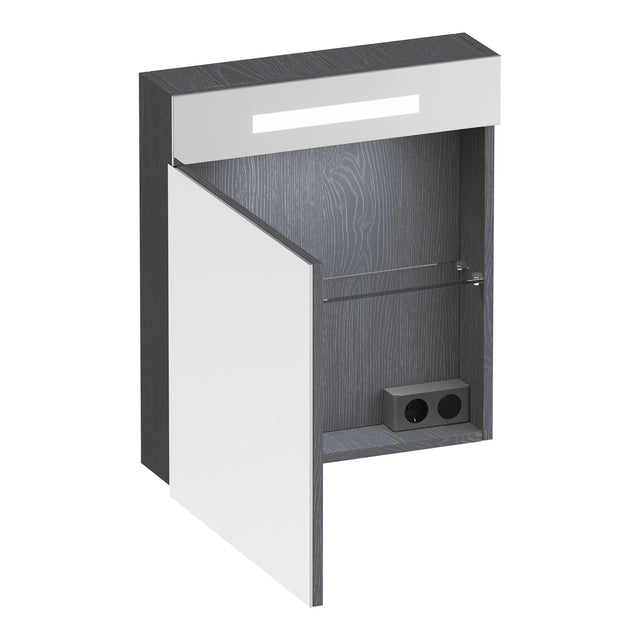 BRAUER Promise spiegelkast 60 met verlichting 1 linksdraaiende spiegeldeur Timber Grey SK-PR60LTG