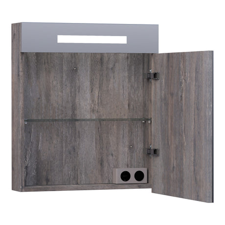 BRAUER Promise spiegelkast 60 met directe verlichting 1 rechtsdraaiende enkelzijdige spiegeldeur Driftwood SK-PR60RDR