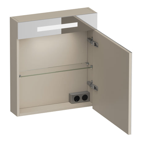 BRAUER Promise spiegelkast 60 met verlichting 1 rechtsdraaiende spiegeldeur mat beige SK-PR60RMB