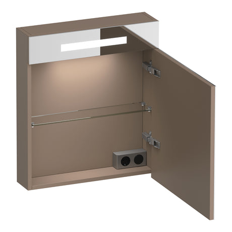 BRAUER Promise spiegelkast 60 met verlichting 1 rechtsdraaiende spiegeldeur mat mokka SK-PR60RMM