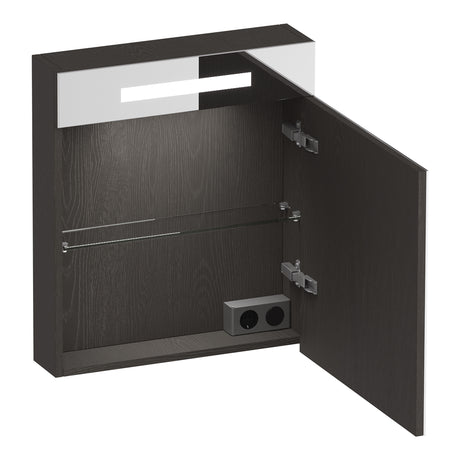 BRAUER Promise spiegelkast 60 met verlichting 1 rechtsdraaiende spiegeldeur Timber Anthracite SK-PR60RTA