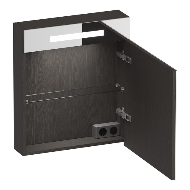 BRAUER Promise spiegelkast 60 met verlichting 1 rechtsdraaiende spiegeldeur Timber Anthracite SK-PR60RTA