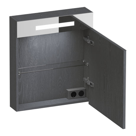 BRAUER Promise spiegelkast 60 met verlichting 1 rechtsdraaiende spiegeldeur Timber Grey SK-PR60RTG