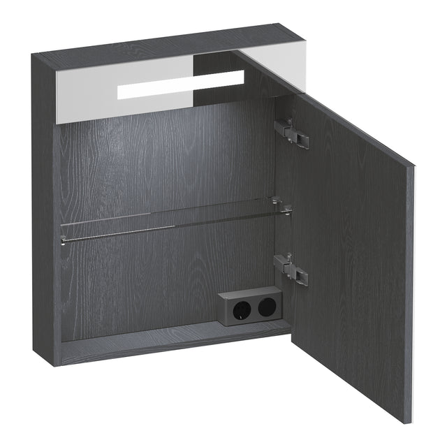 BRAUER Promise spiegelkast 60 met verlichting 1 rechtsdraaiende spiegeldeur Timber Grey SK-PR60RTG