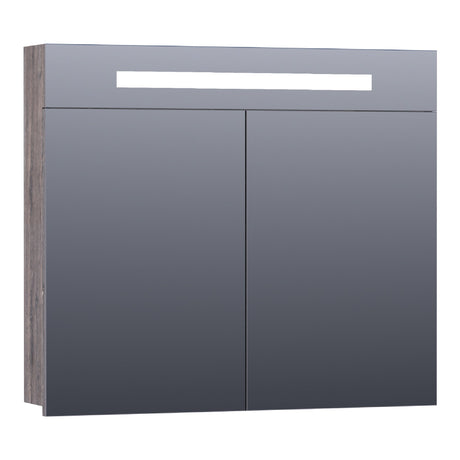 BRAUER Promise spiegelkast 80 met directe verlichting 2 enkelzijdige spiegeldeuren Driftwood SK-PR80DR