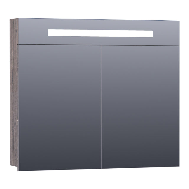 BRAUER Promise spiegelkast 80 met directe verlichting 2 enkelzijdige spiegeldeuren Driftwood SK-PR80DR