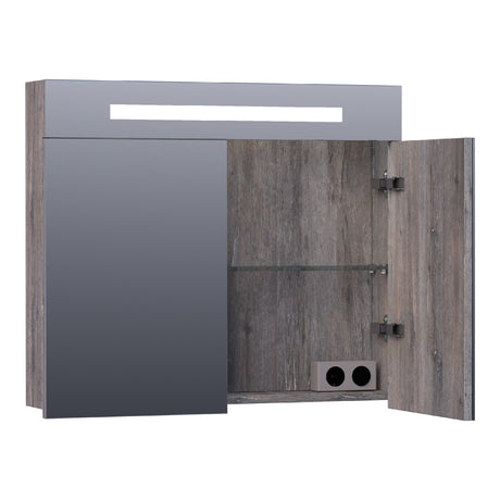 BRAUER Promise spiegelkast 80 met directe verlichting 2 enkelzijdige spiegeldeuren Driftwood SK-PR80DR