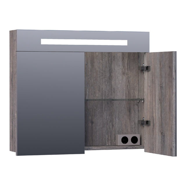 BRAUER Promise spiegelkast 80 met directe verlichting 2 enkelzijdige spiegeldeuren Driftwood SK-PR80DR