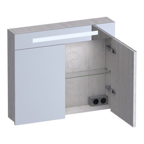 BRAUER Promise spiegelkast 80 met verlichting 2 spiegeldeuren Forest Seashell SK-PR80FS