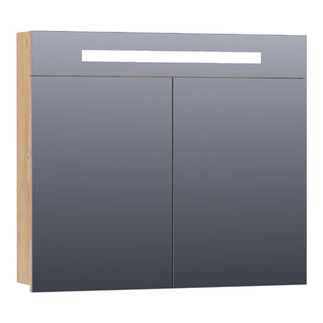 BRAUER Promise spiegelkast 80 met directe verlichting 2 enkelzijdige spiegeldeuren Forest Tan SK-PR80FT