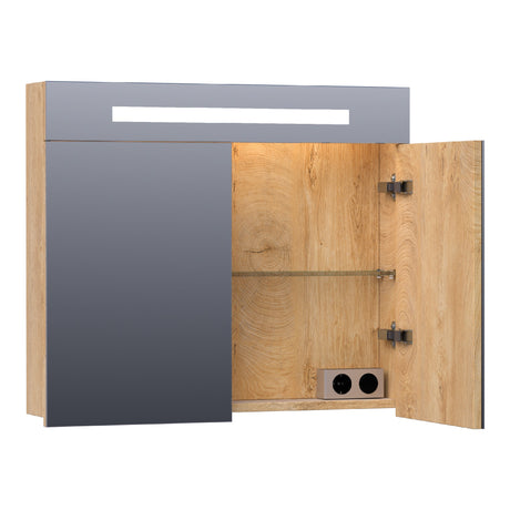 BRAUER Promise spiegelkast 80 met directe verlichting 2 enkelzijdige spiegeldeuren Forest Tan SK-PR80FT