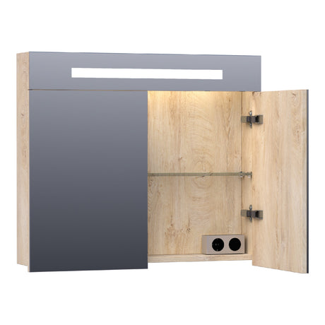 BRAUER Promise spiegelkast 80 met directe verlichting 2 enkelzijdige spiegeldeuren Forest Wheat SK-PR80FW