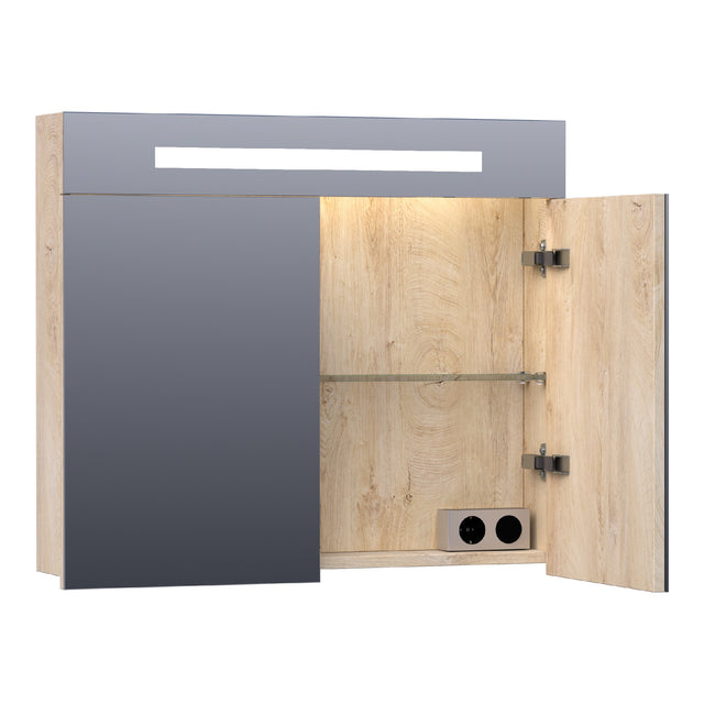BRAUER Promise spiegelkast 80 met directe verlichting 2 enkelzijdige spiegeldeuren Forest Wheat SK-PR80FW