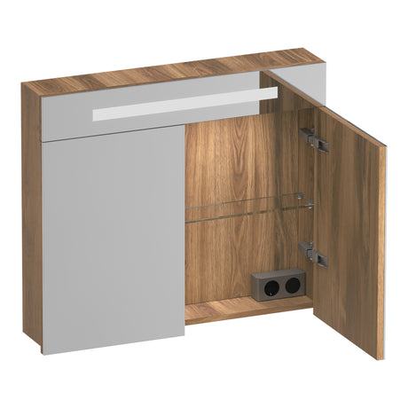 BRAUER Promise spiegelkast 80 met verlichting 2 spiegeldeuren Honey SK-PR80HO