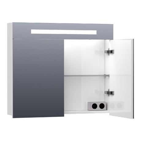 BRAUER Promise spiegelkast 80 met directe verlichting 2 enkelzijdige spiegeldeuren hoogglans wit SK-PR80HW