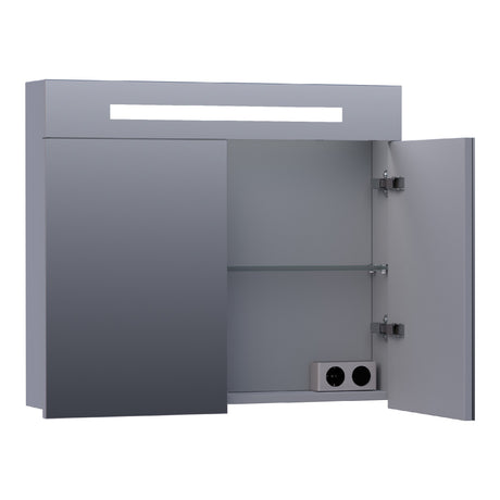 BRAUER Promise spiegelkast 80 met directe verlichting 2 enkelzijdige spiegeldeuren mat grijs SK-PR80MG