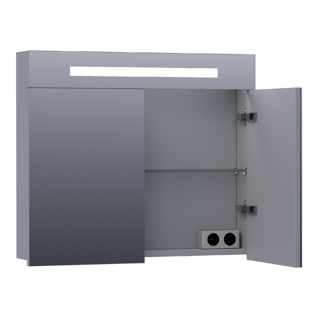 BRAUER Promise spiegelkast 80 met directe verlichting 2 enkelzijdige spiegeldeuren mat grijs SK-PR80MG