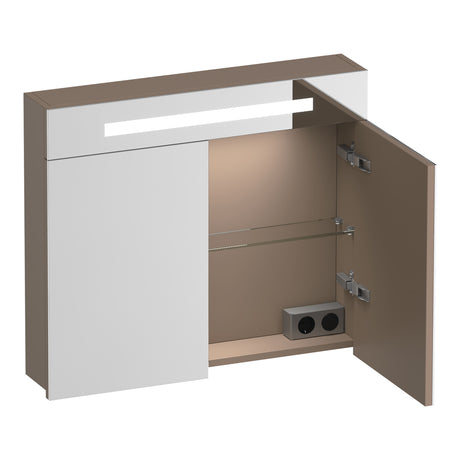 BRAUER Promise spiegelkast 80 met verlichting 2 spiegeldeuren mat mokka SK-PR80MM