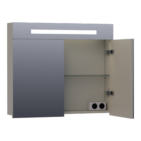 BRAUER Promise spiegelkast 80 met directe verlichting 2 enkelzijdige spiegeldeuren mat taupe SK-PR80MT