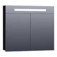 BRAUER Promise spiegelkast 80 met directe verlichting 2 enkelzijdige spiegeldeuren mat zwart SK-PR80MZ
