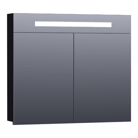 BRAUER Promise spiegelkast 80 met directe verlichting 2 enkelzijdige spiegeldeuren mat zwart SK-PR80MZ