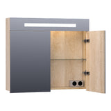 BRAUER Promise spiegelkast 80 met directe verlichting 2 enkelzijdige spiegeldeuren Sunlit SK-PR80SL