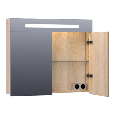 BRAUER Promise spiegelkast 80 met directe verlichting 2 enkelzijdige spiegeldeuren Sunlit SK-PR80SL