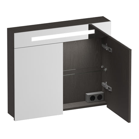 BRAUER Promise spiegelkast 80 met verlichting 2 spiegeldeuren Timber Anthracite SK-PR80TA