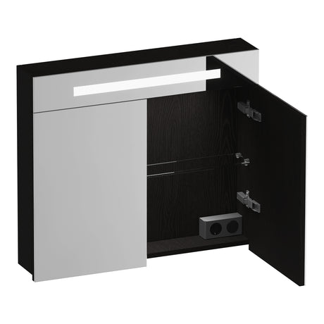 BRAUER Promise spiegelkast 80 met verlichting 2 spiegeldeuren Timber Black SK-PR80TB