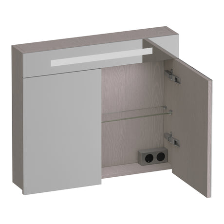 BRAUER Promise spiegelkast 80 met verlichting 2 spiegeldeuren Timber Greige SK-PR80TE